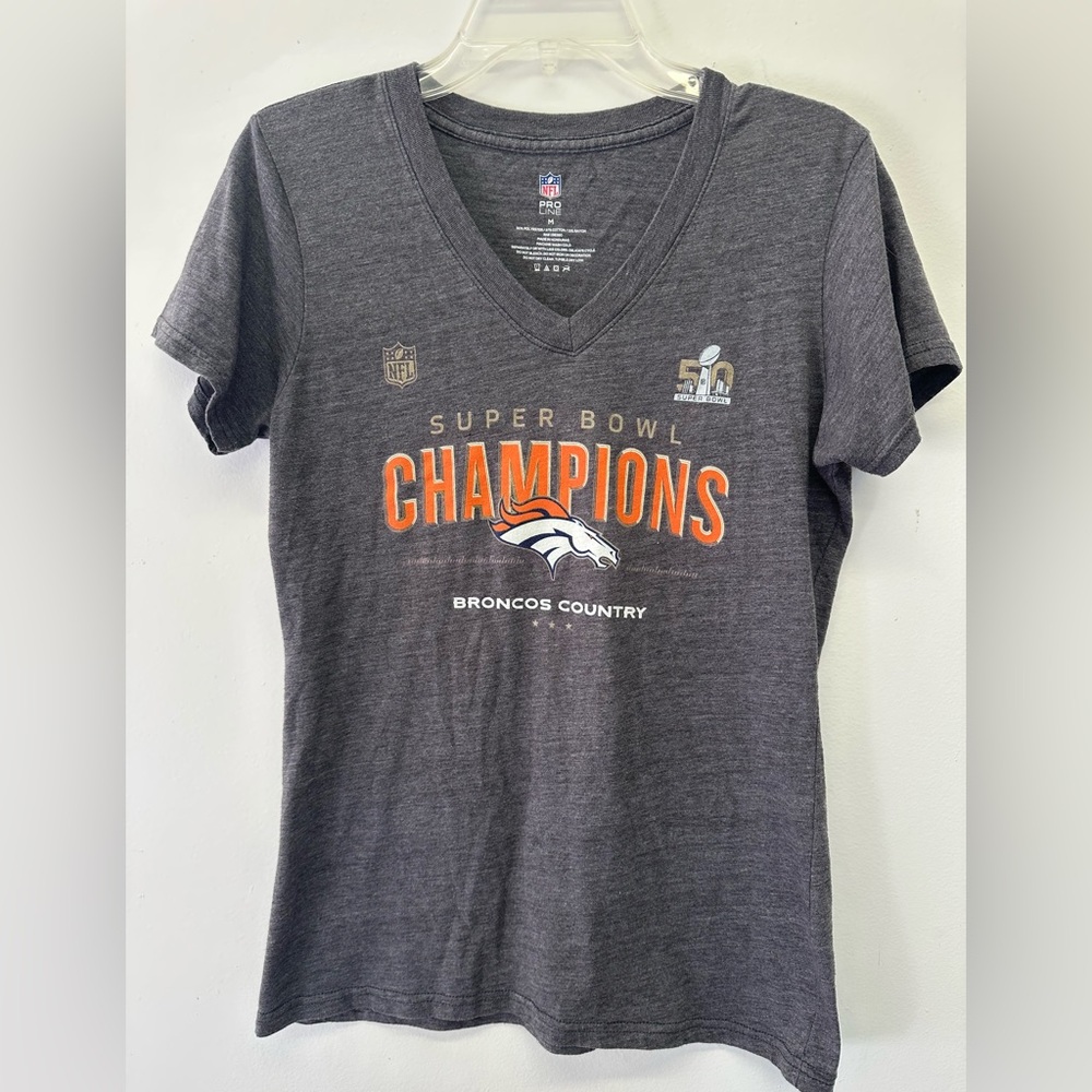 Broncos NFL Pro Line Gray Fitted T-Shirt 50th Anniversary Super Bowl Win